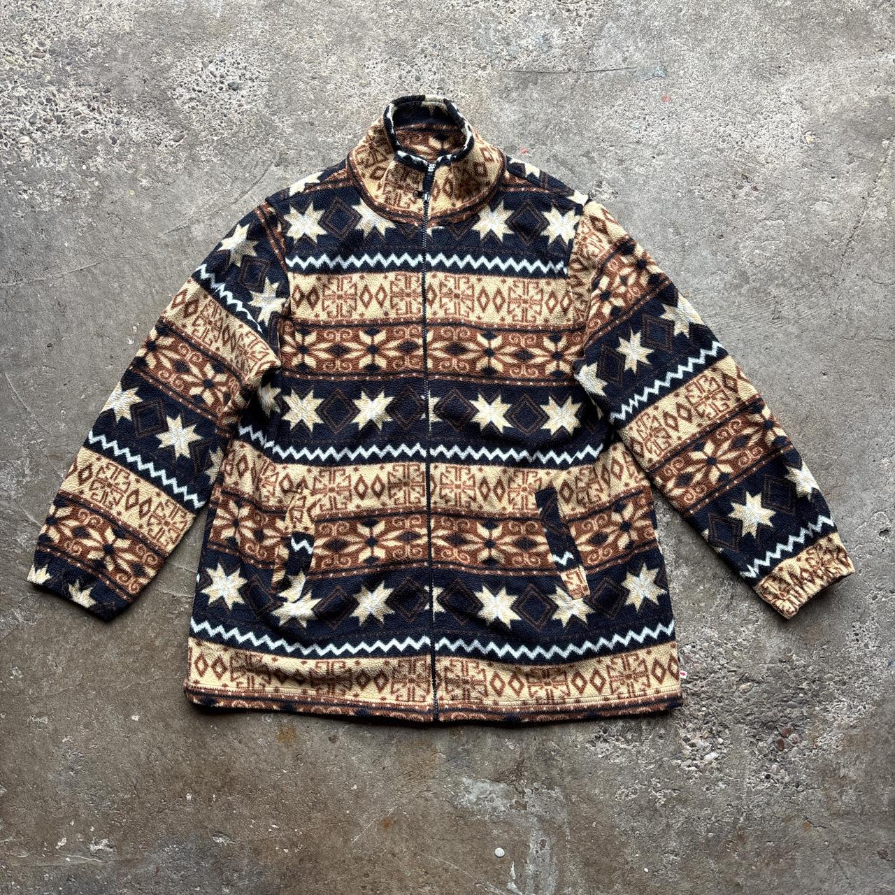 Navy and brown crazy fleece