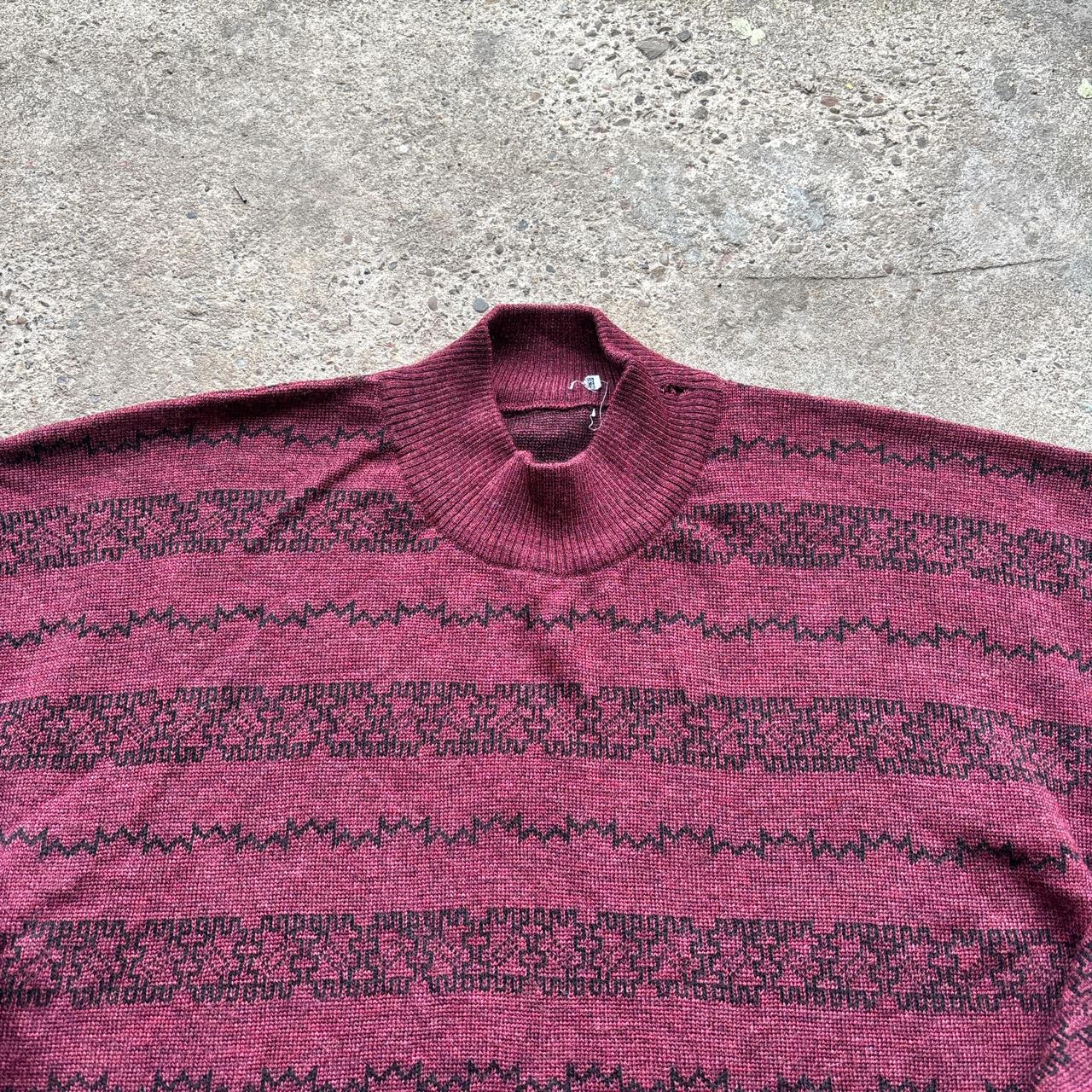 Vintage Burgundy and black patterned knitted jumper