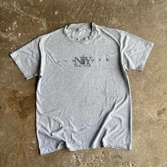 90s Grey New City T-shirt - XL