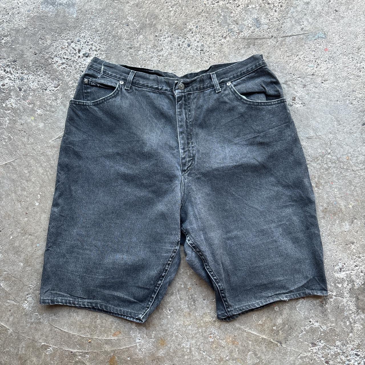 Washed black Lee denim shorts
