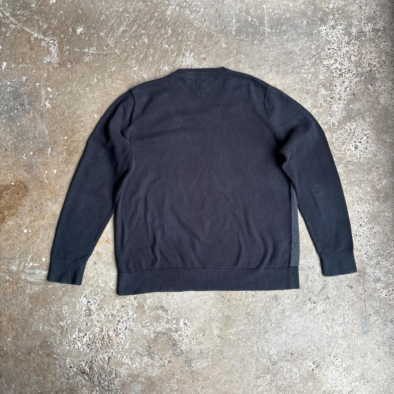 Black & Grey Contrast Tommy Hilfiger V-Neck Sweatshirt - XL