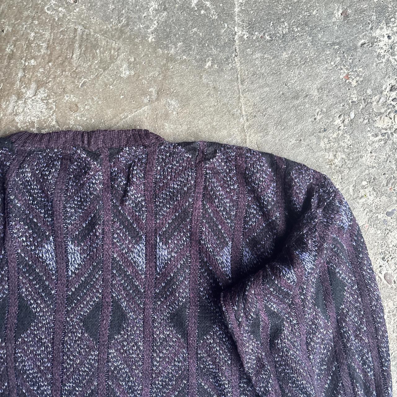Purple Patterned Knitted Jumper - M (relaxed fit)