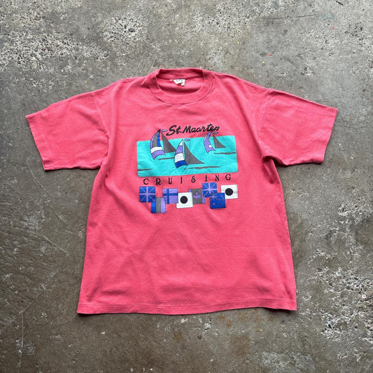 Pink single-stitch graphic tee with ‘Cruising’ print