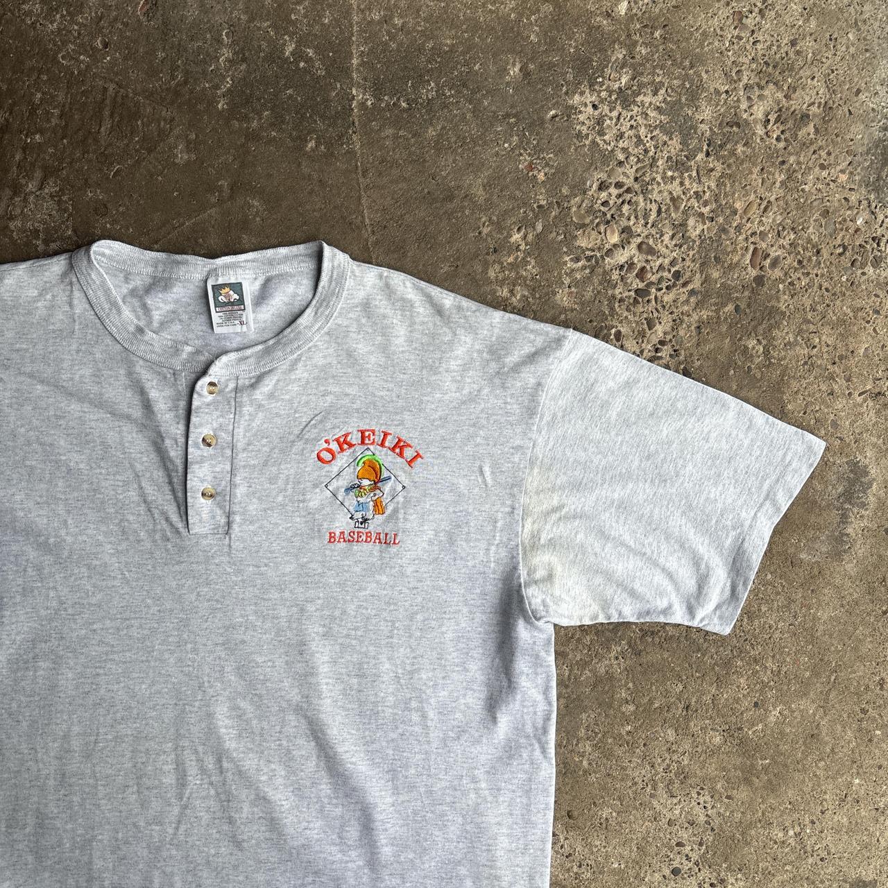 Grey Button Up Single Stitch T-Shirt - XL