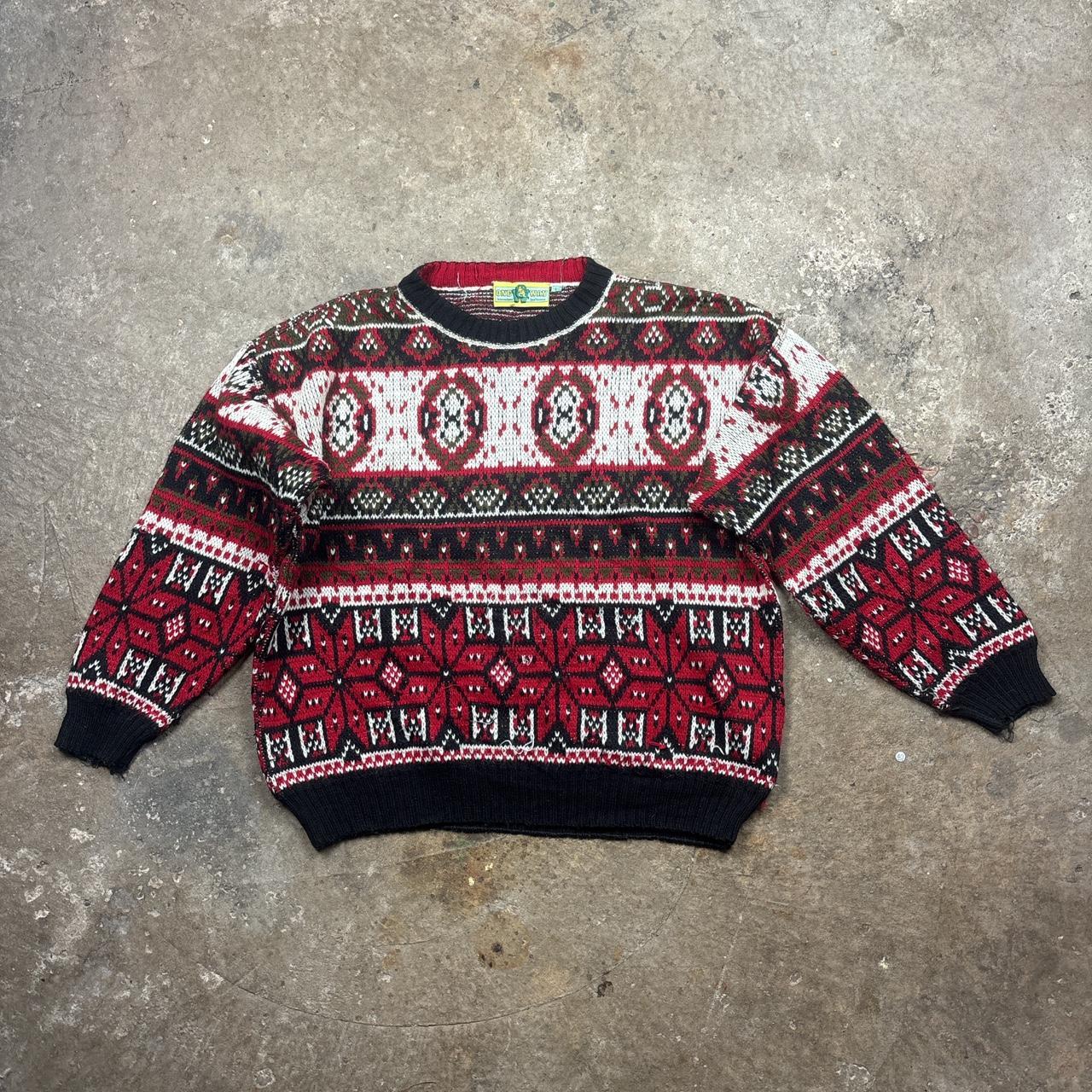 Vintage Red and black patterned knitted sweatshirt