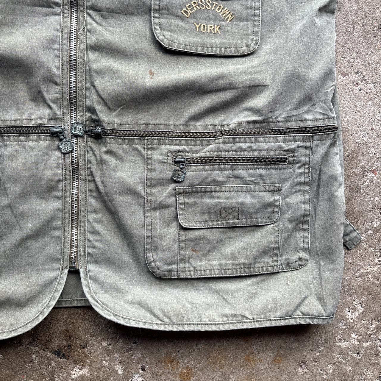 Khaki Green utility vest with embroidered logo - XL