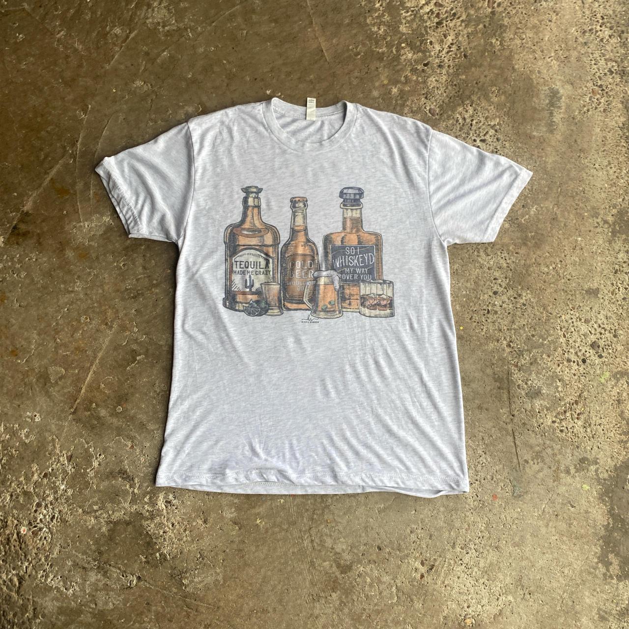 Grey Graphic Whiskey T-Shirt - M