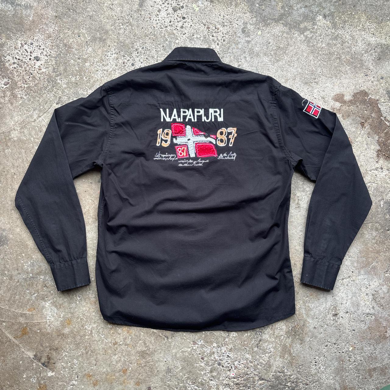 Napapijri black shirt with beautiful stitched detail all over