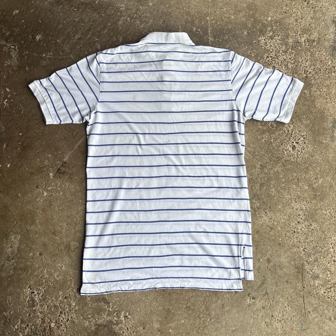 White & Blue Striped Ralph Lauren Golf Polo Shirt - L