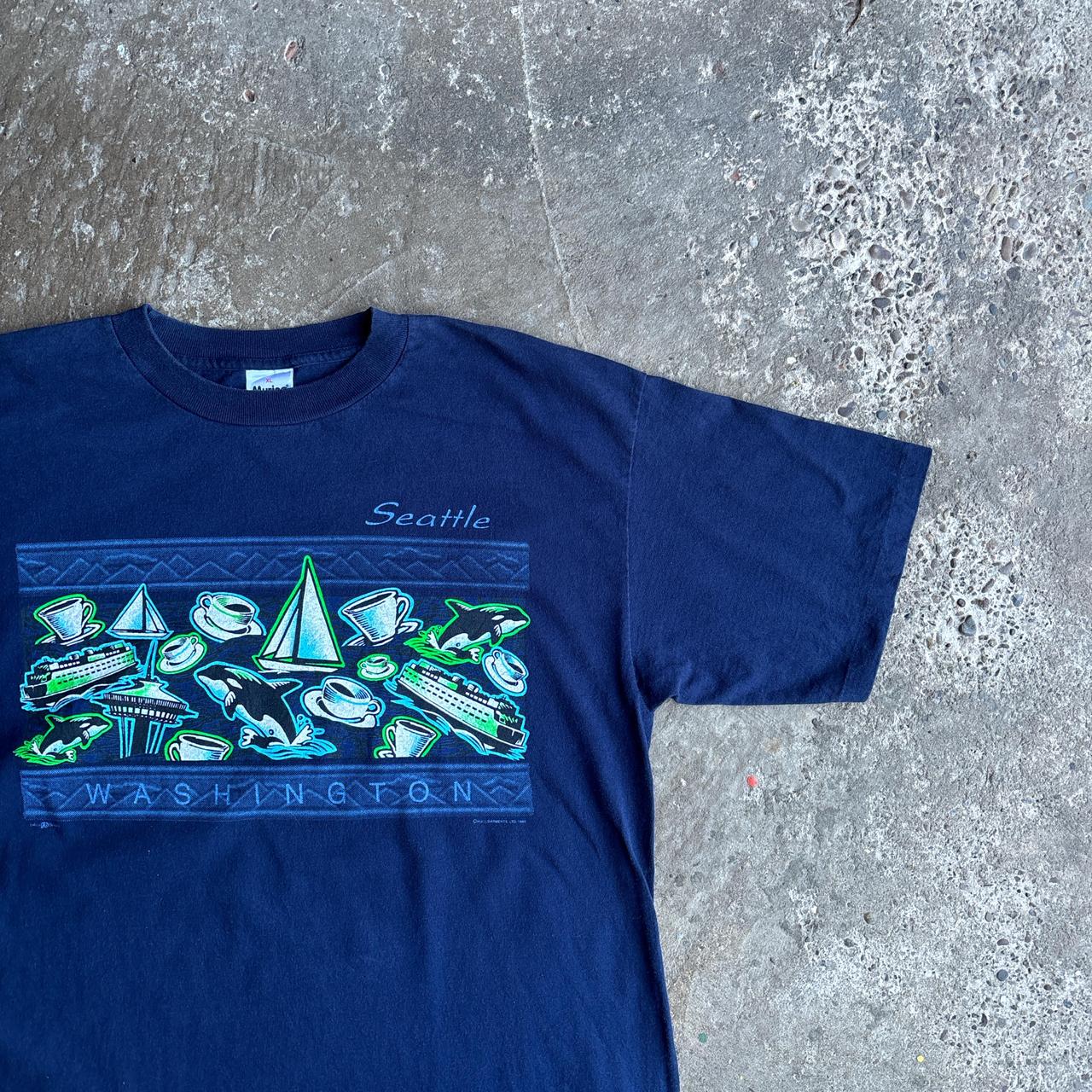 Vintage Navy Single Stitch Graphic ‘Seattle’ T-Shirt