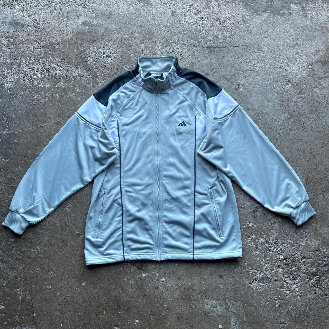 90s Grey Adidas Track jacket - M