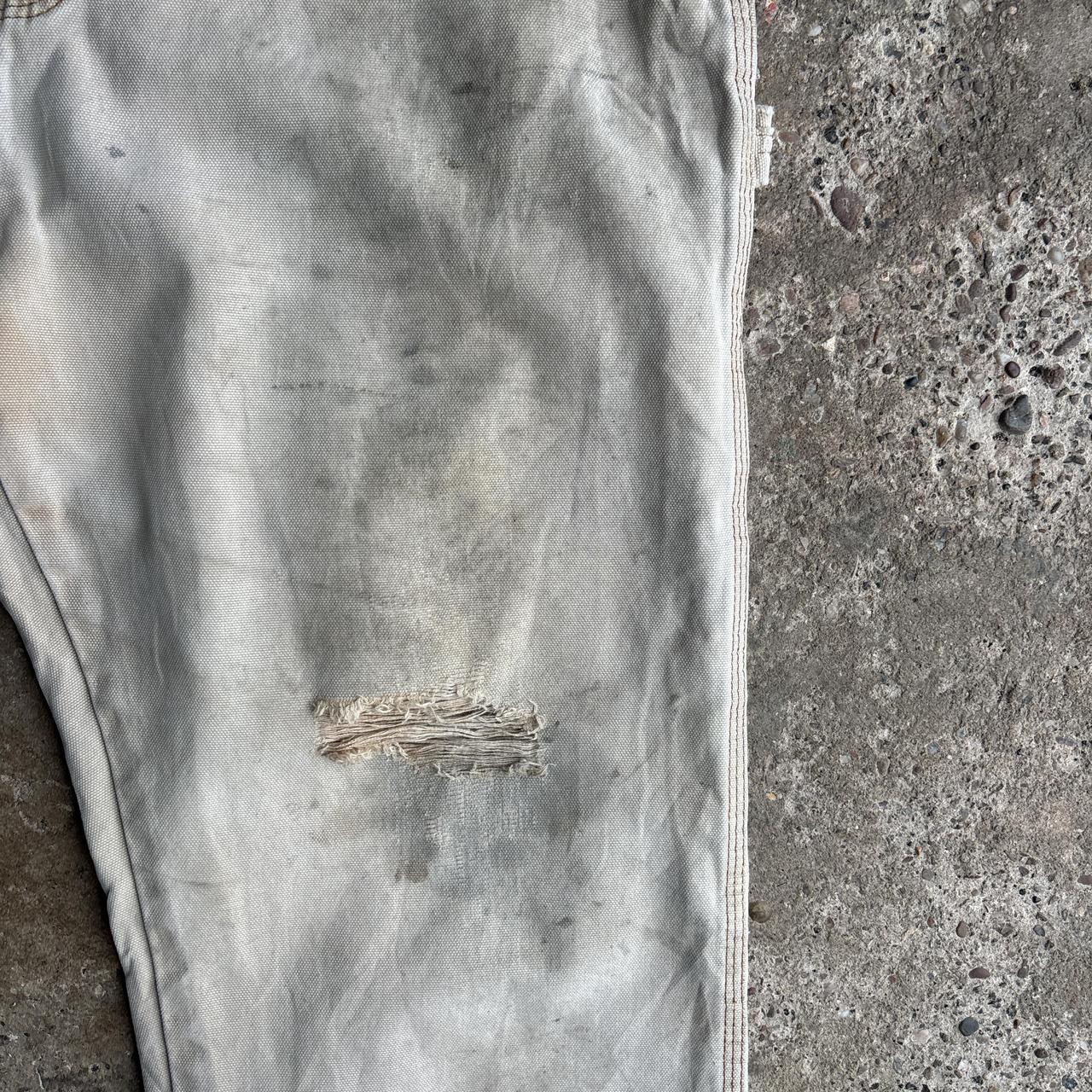 Cream Distressed Dickies Carpenter Pants - W36