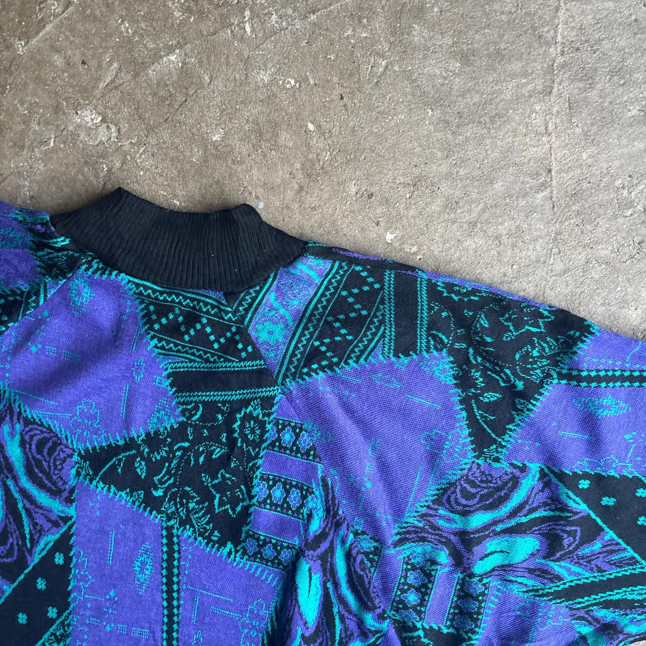 Purple Patterned Short Sleeve Jumper - XL (women’s)