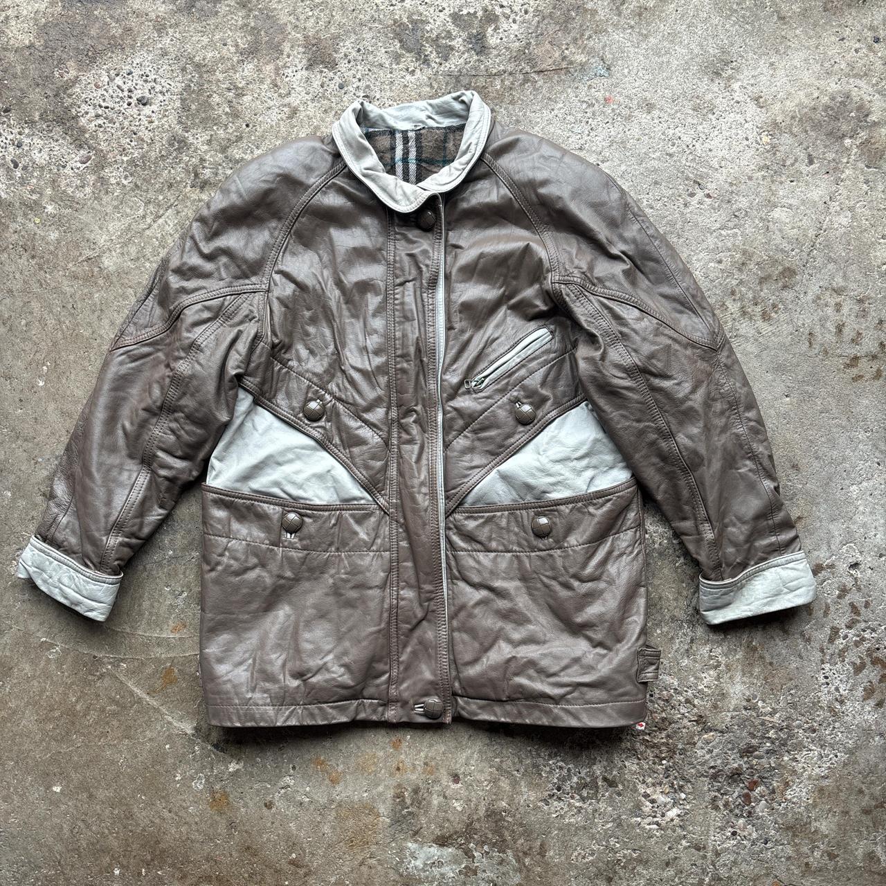 80s Brown and silver leather jacket