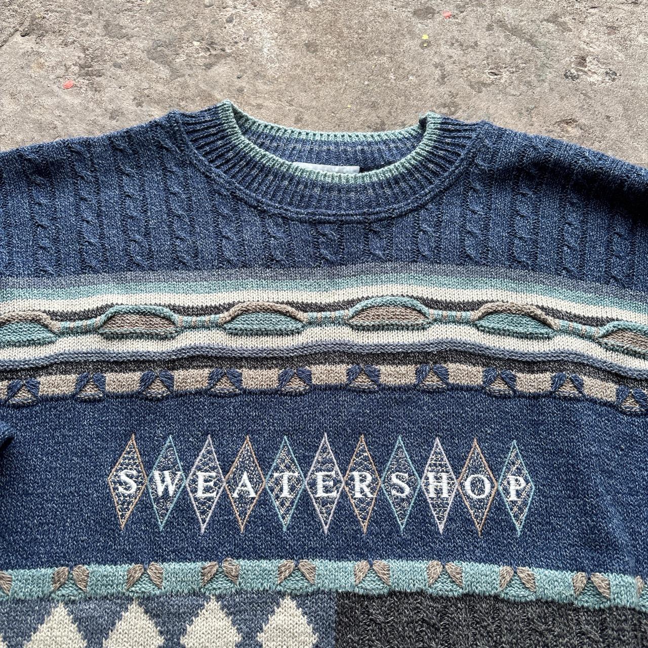 Blue Sweater Shop knitted jumper with embroidered logo