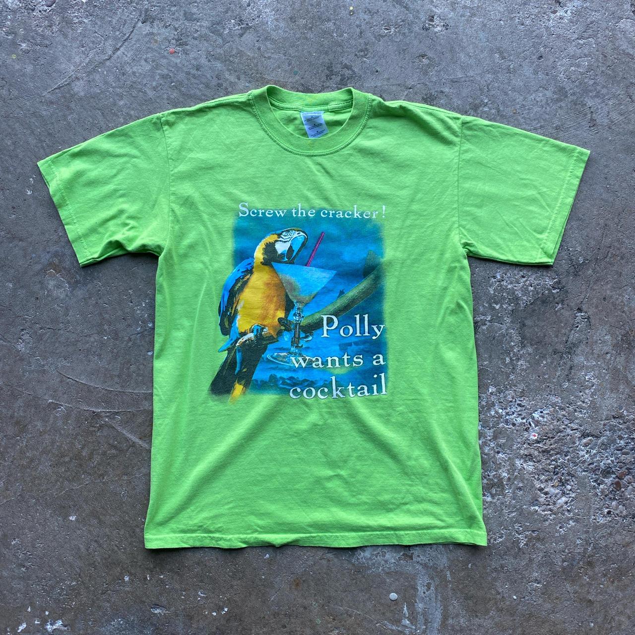 Green “Screw the cracker, Polly wants a cocktail” graphic tee