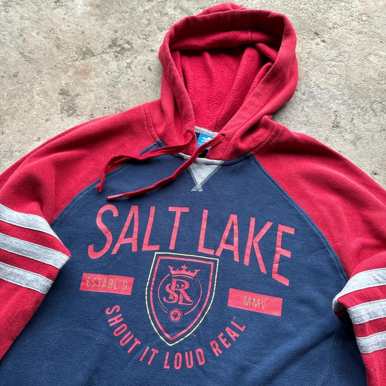 Red and navy adidas originals hoody