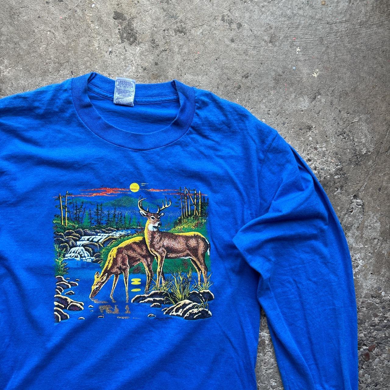 Vintage Blue Graphic Long-Sleeve T-Shirt