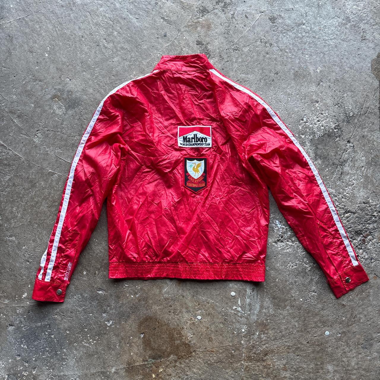 80s Red and white Brutus track jacket with custom patches