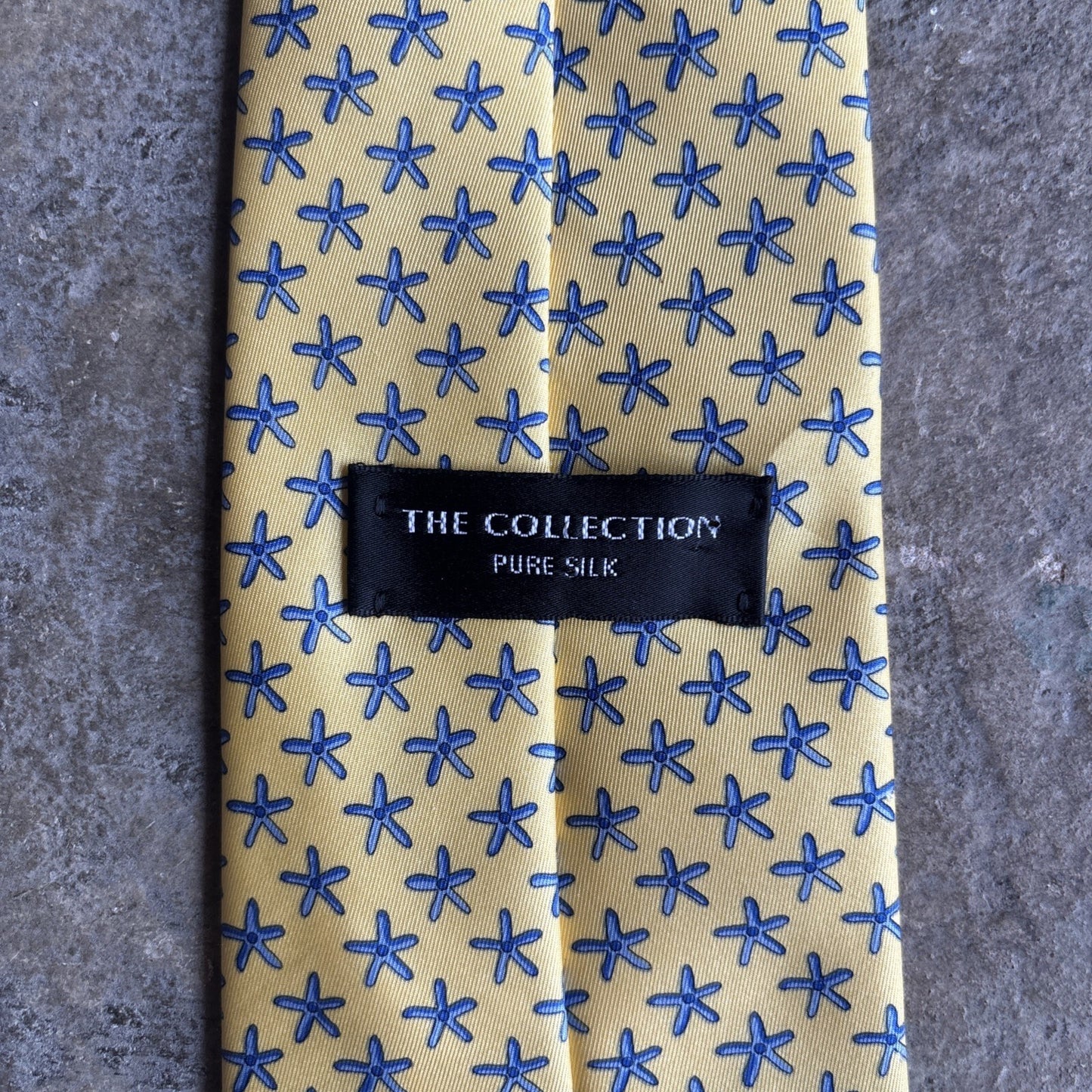Yellow & Blue Patterned Silk Tie | One Size