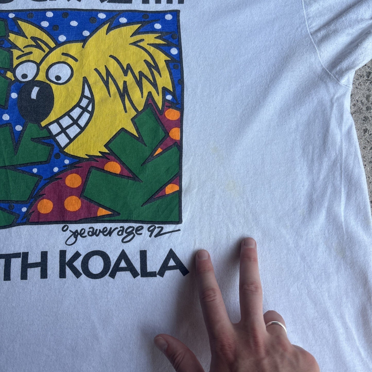 Vintage White Koala Graphic Single Stitch T-shirt | Size XL