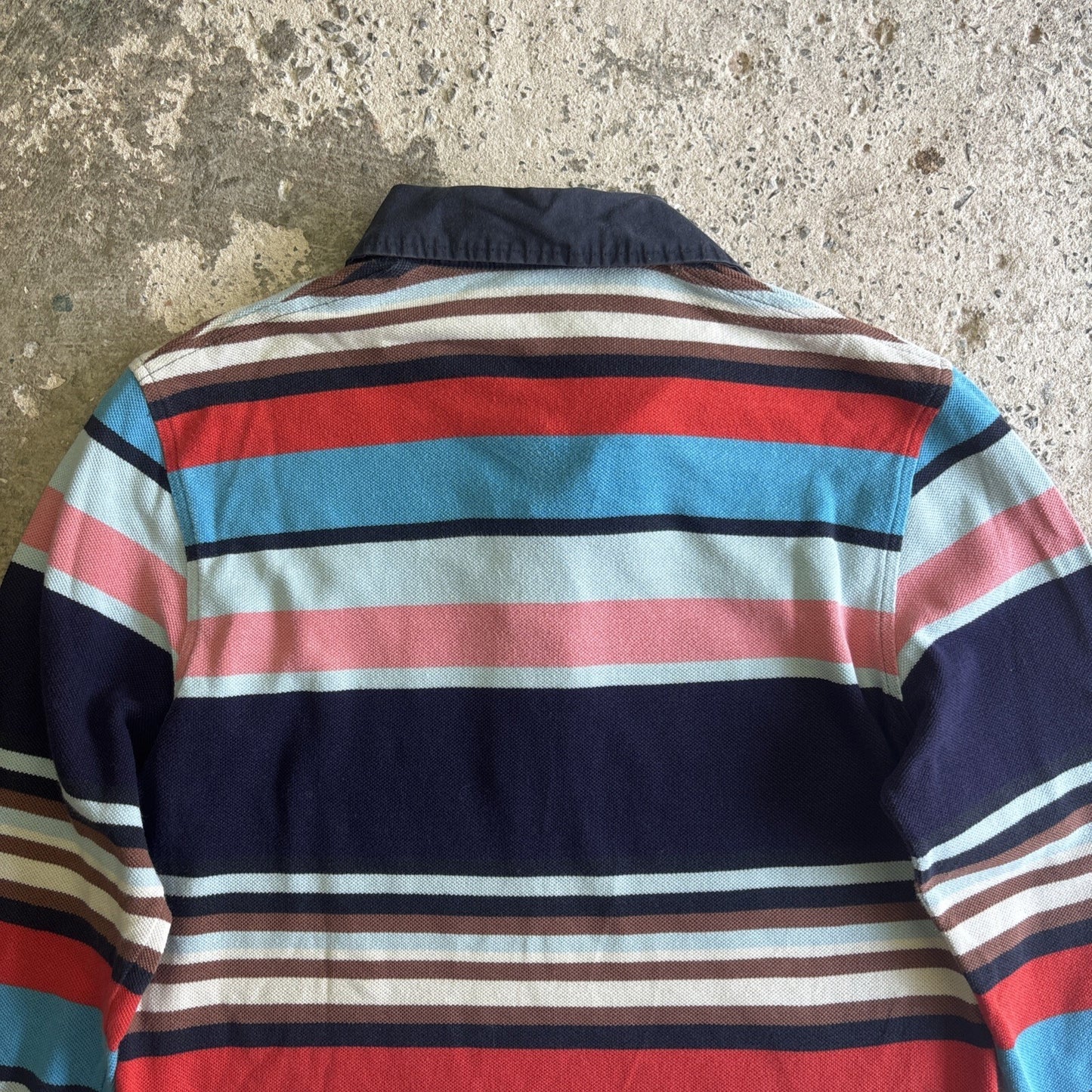 Multi-Coloured Striped Lacoste Long-Sleeve Polo Shirt | Size S