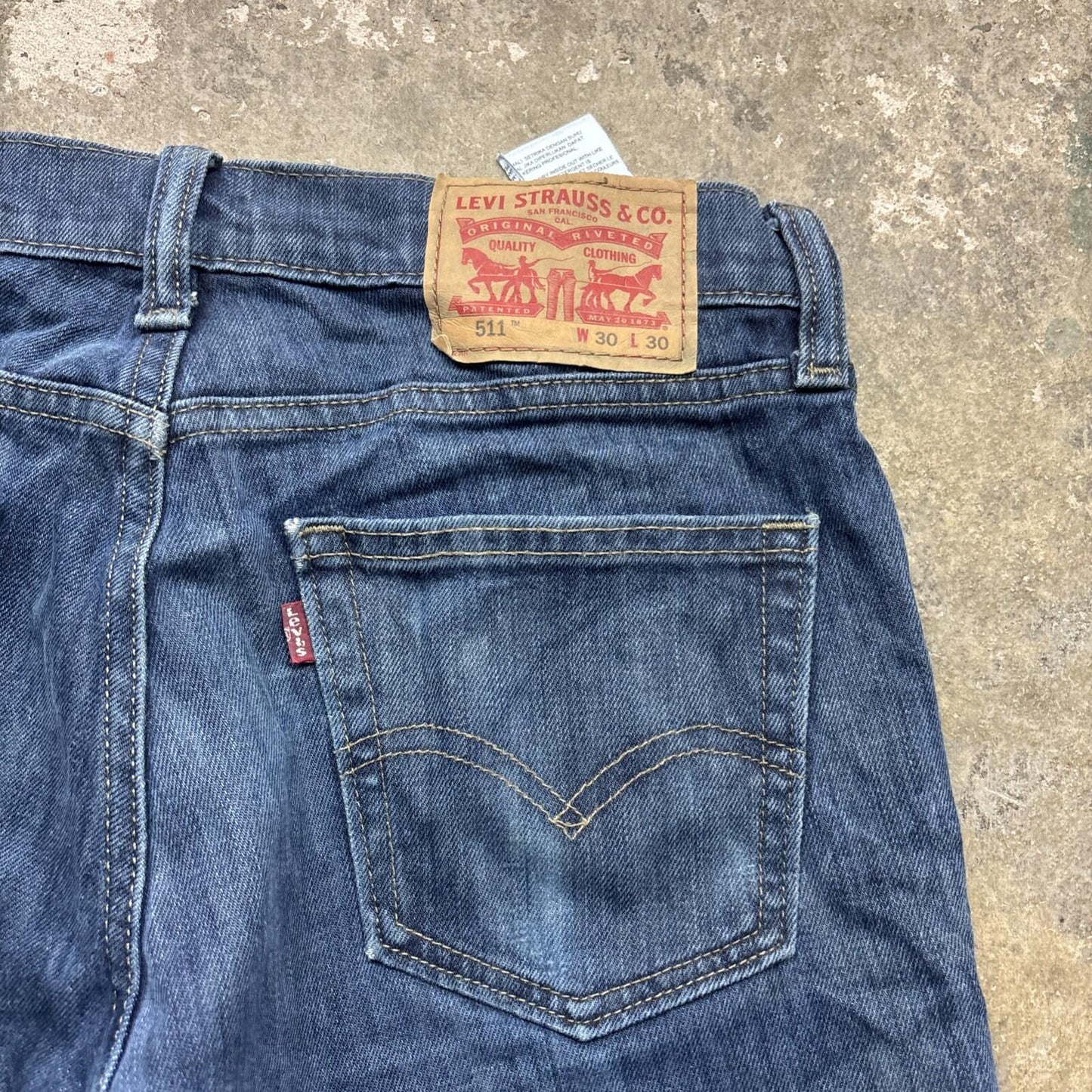 Navy Blue Denim Levi’s 511 Men’s Cut Off Shorts | W30