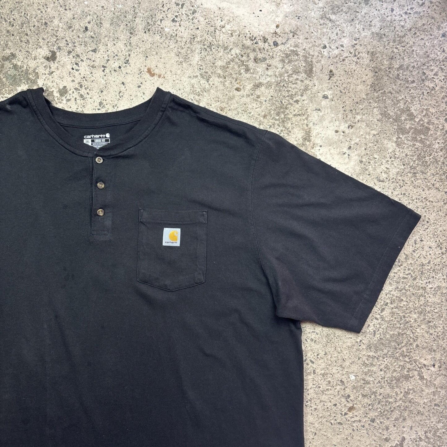 Black Carhartt Button Up Loose T-Shirt With Chest Pocket | Size 3XL