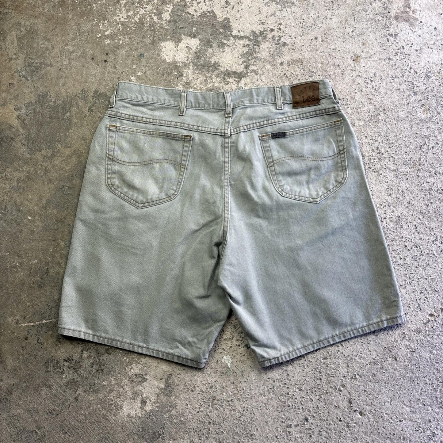 Grey Denim Lee Relaxed Fit Denim Jean Shorts | W38"