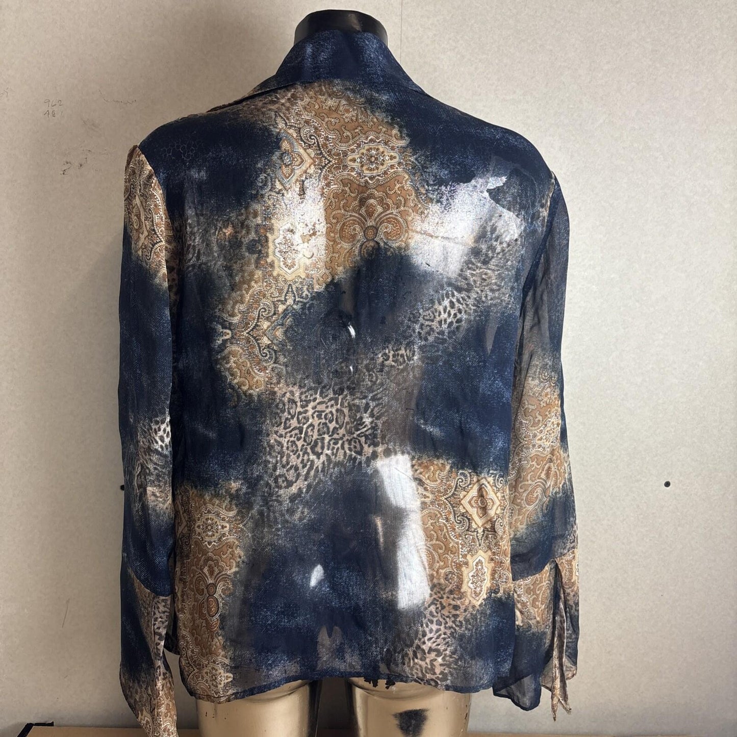 Y2K Women’s Freda’s Navy And Leopard Print Blouse | Size 14