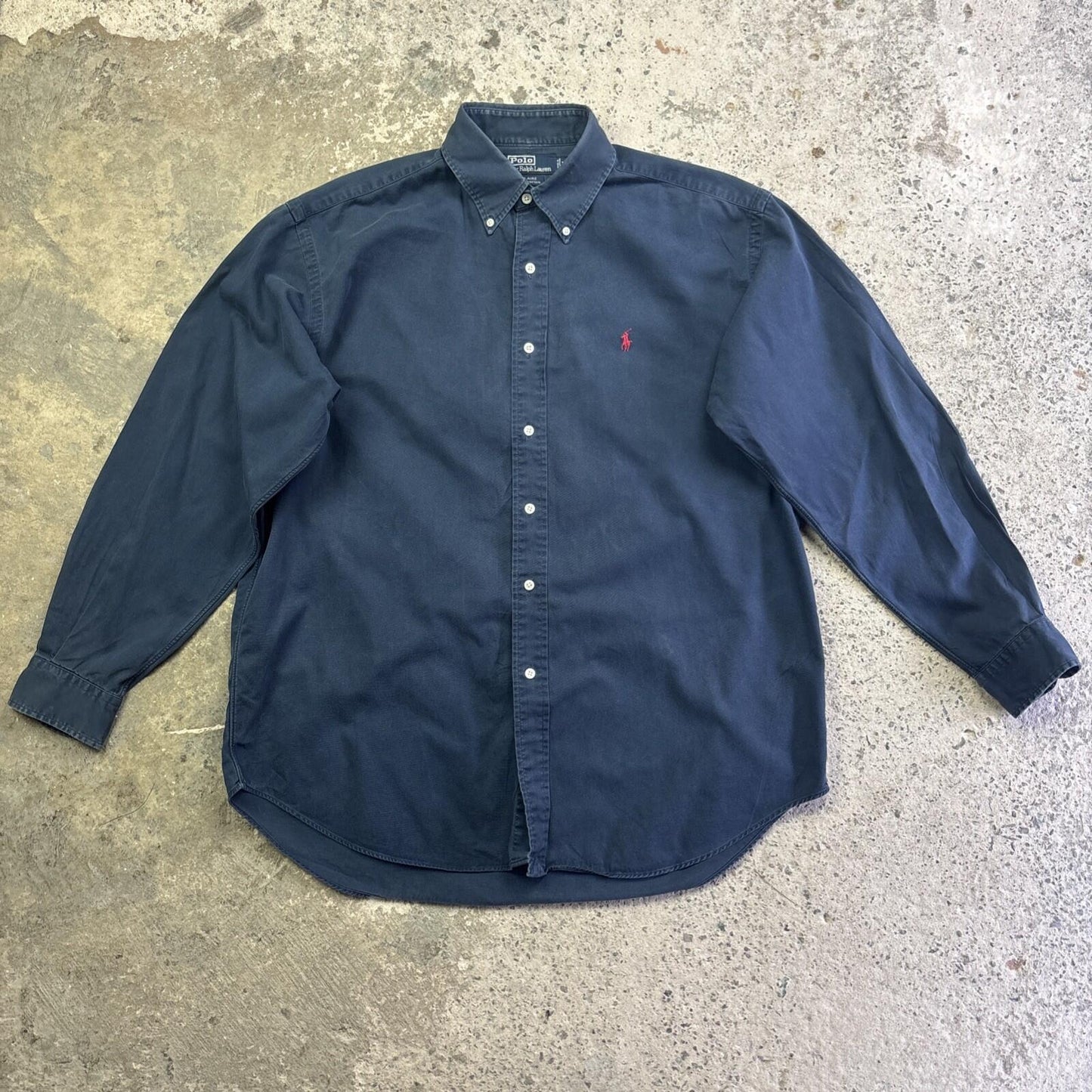 Vintage Navy Polo Ralph Lauren 100% Blaire Cotton Men’s Shirt | L