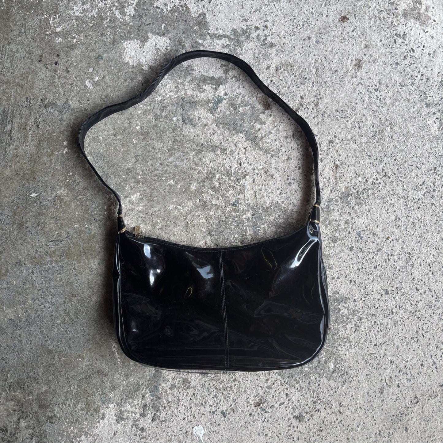 Black Patent Shilton Shoulder Bag | One Size