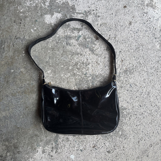 Black Patent Shilton Shoulder Bag | One Size