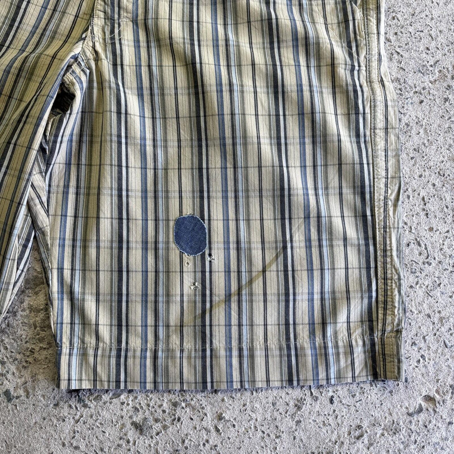 Green & Blue Checkered Lee Cotton Shorts | W36"