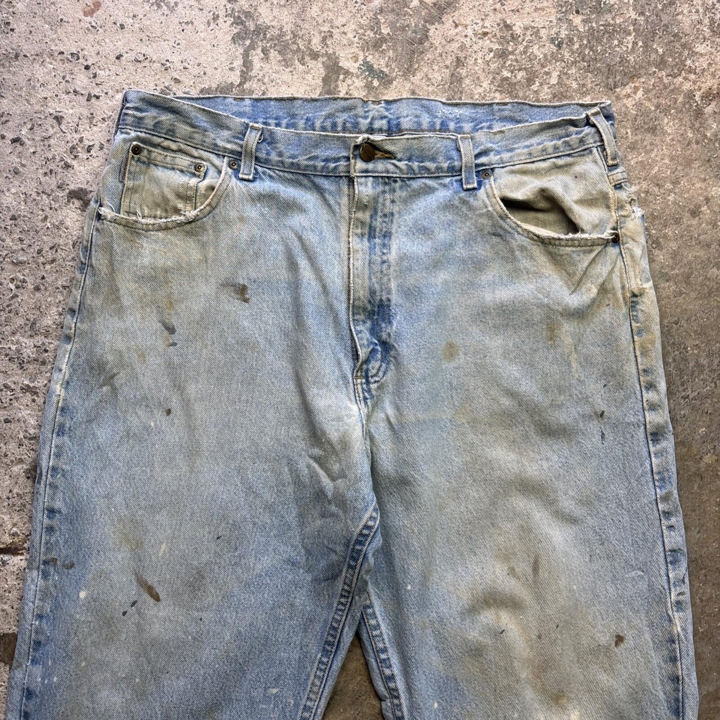 Distressed Carhartt Blue Denim Men’s Jeans - W40L30