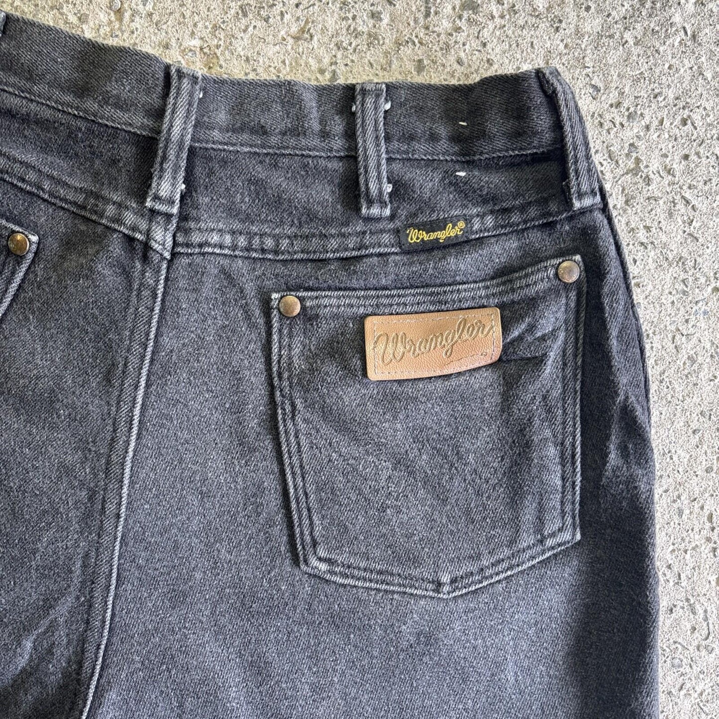 Black Cut Off Wrangler Denim Jean Shorts | W30"