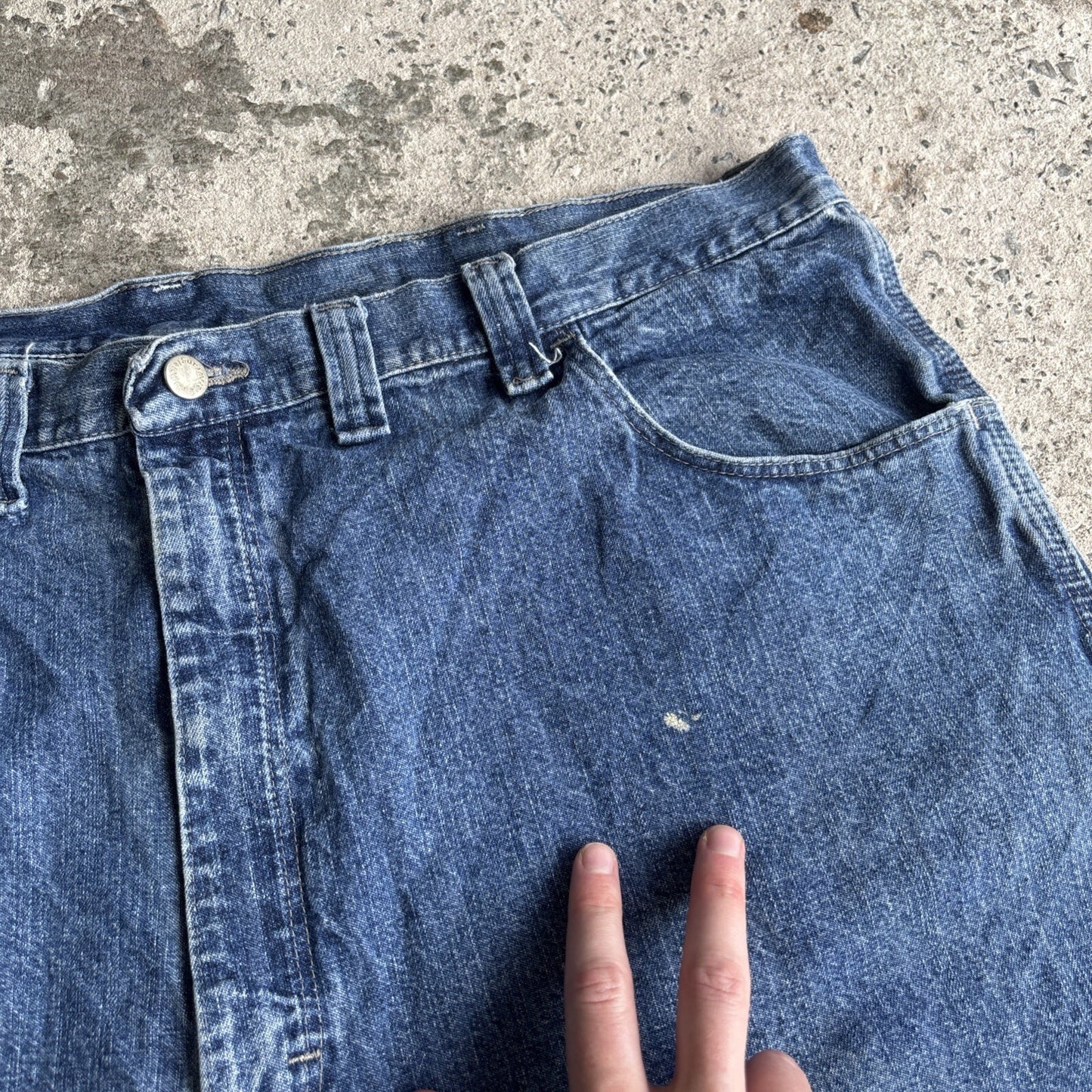 Blue Denim Wrangler Carpenter Jean Shorts | W44"