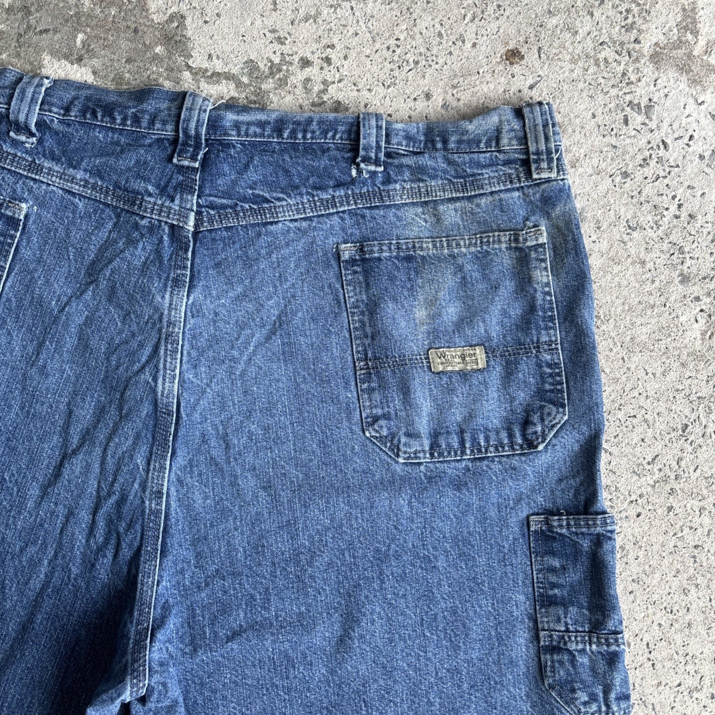 Blue Denim Wrangler Carpenter Jean Shorts | W44"