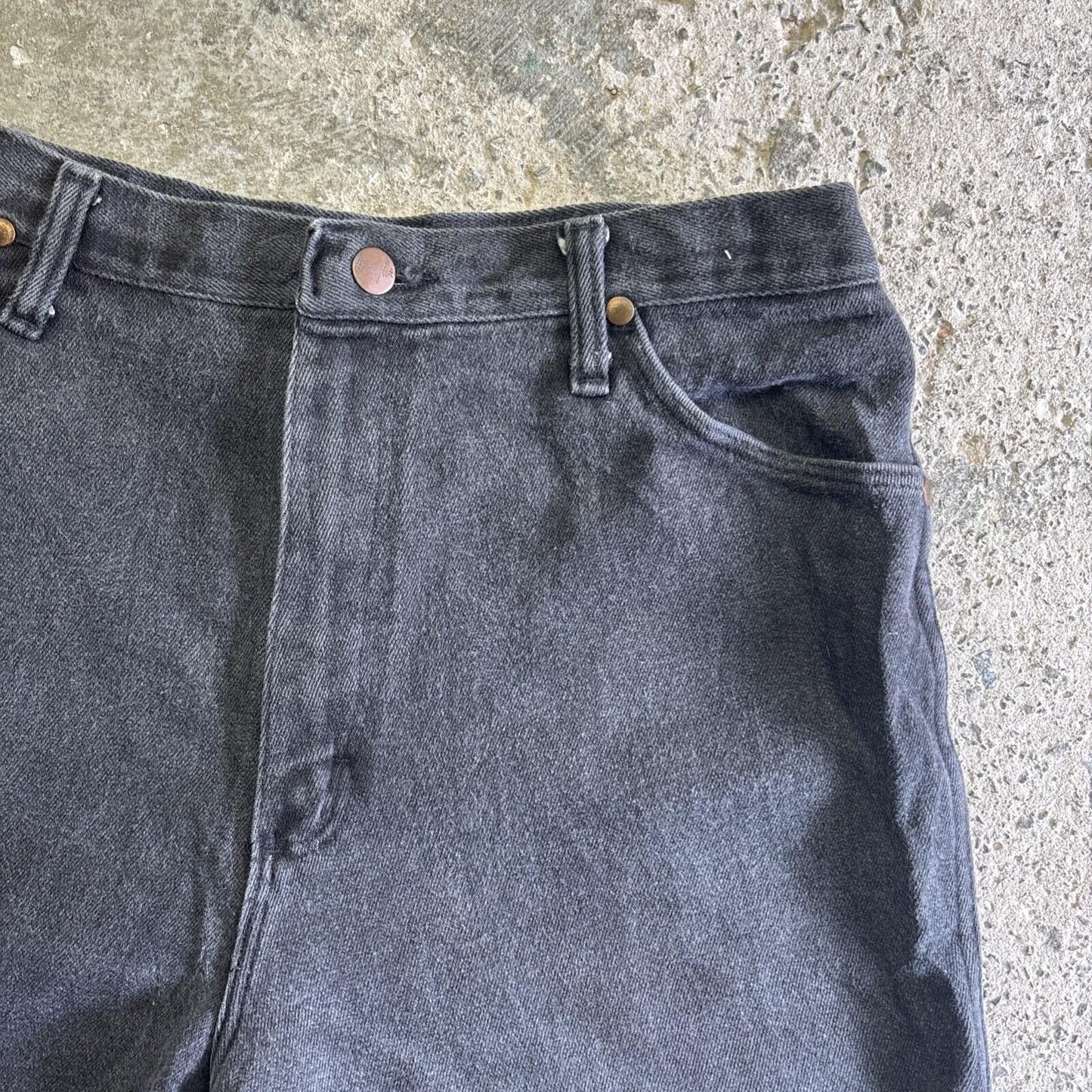 Black Cut Off Wrangler Denim Jean Shorts | W30"