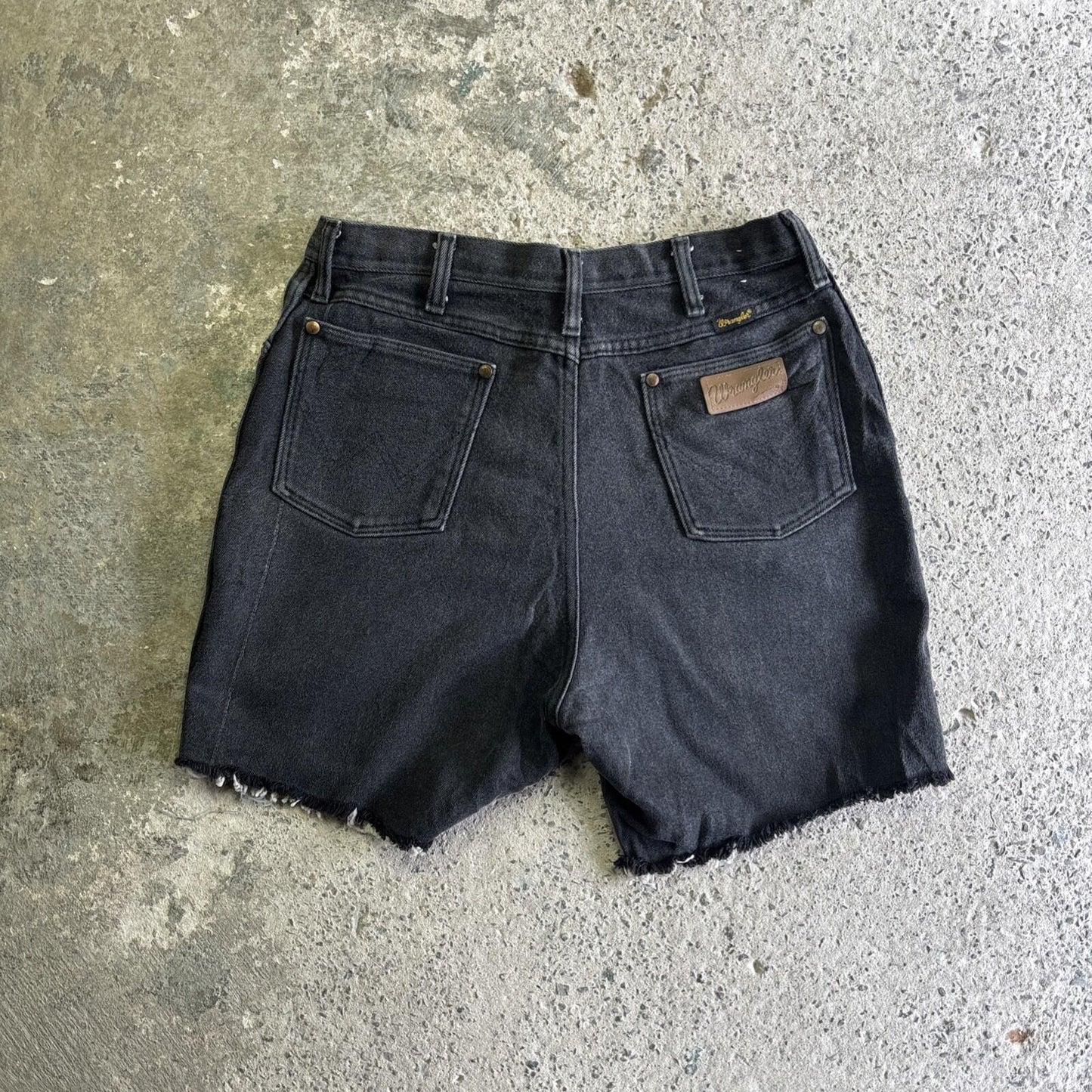 Black Cut Off Wrangler Denim Jean Shorts | W30"