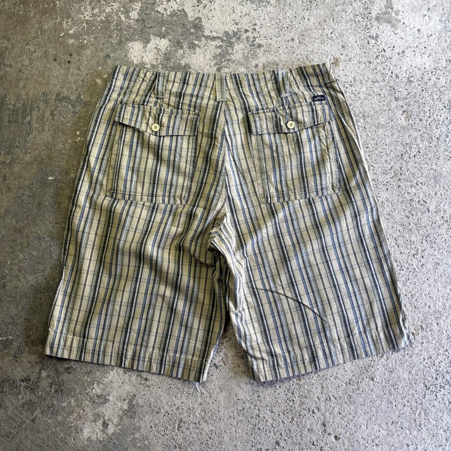 Green & Blue Checkered Lee Cotton Shorts | W36"