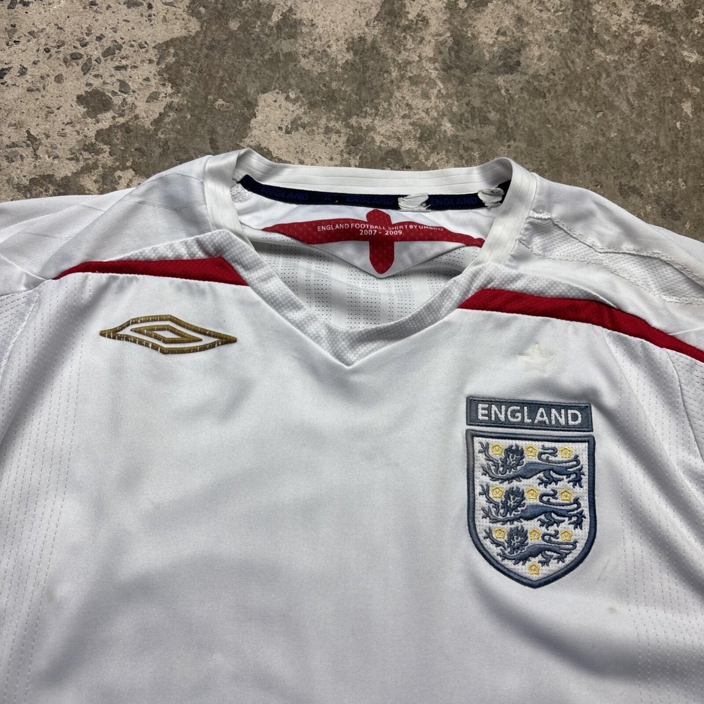 2007-09 White Umbro England Football Men’s Shirt | L