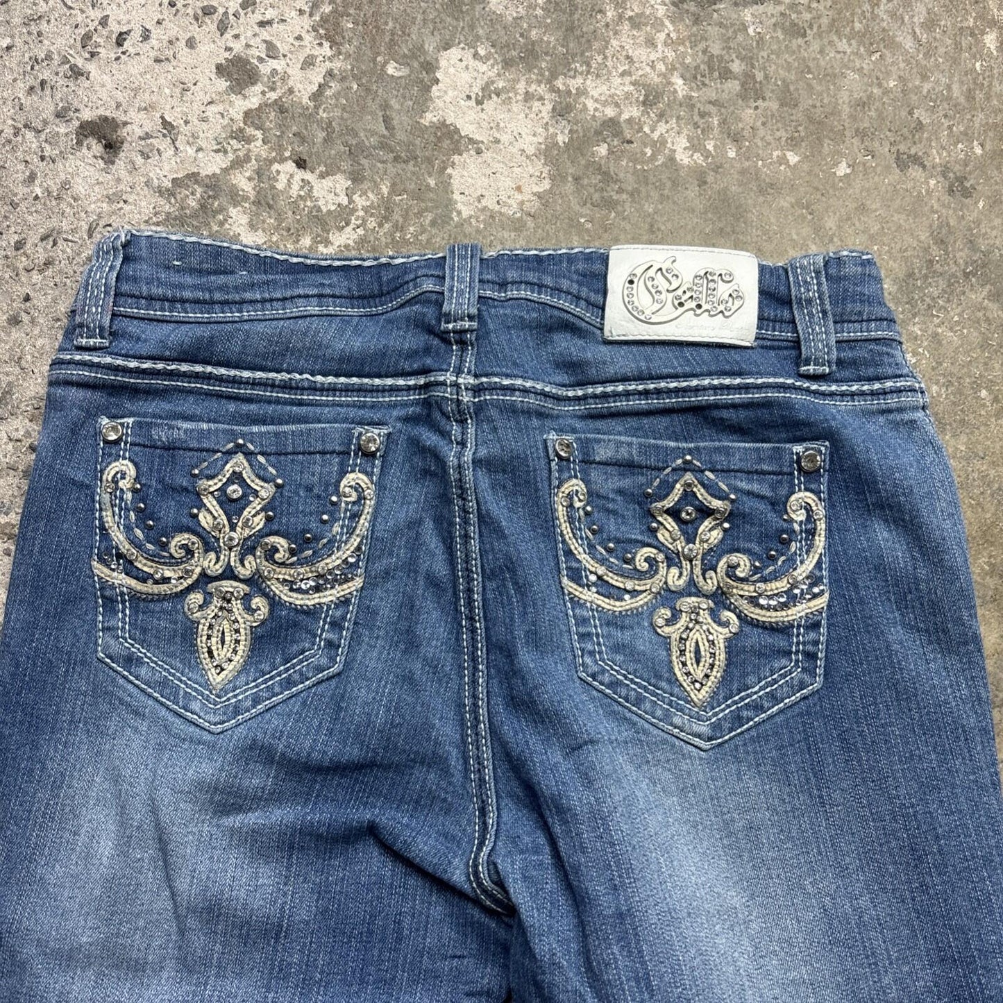 Blue Denim Cello Y2K Women’s Shorts With Studded Pockets | Size 12