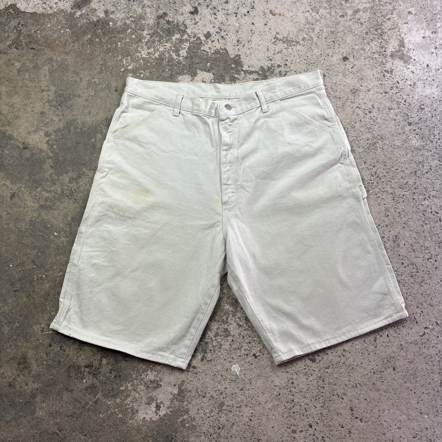 Cream Wrangler Cotton Carpenter Shorts | W38"
