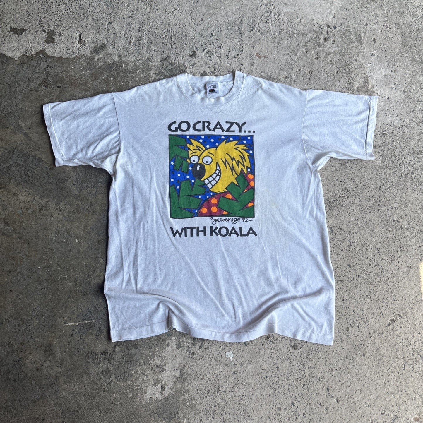 Vintage White Koala Graphic Single Stitch T-shirt | Size XL