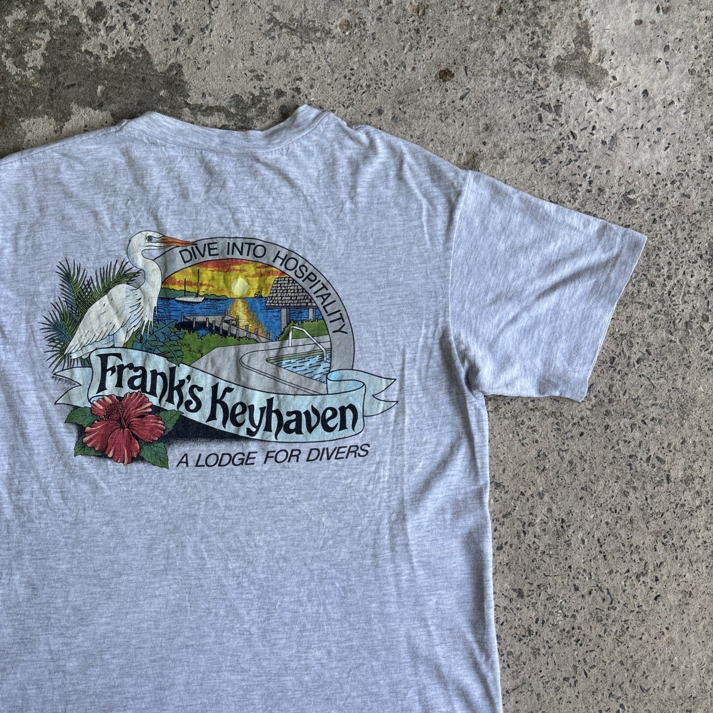 Grey Diving Graphic Single Stitch T-shirt | Size M