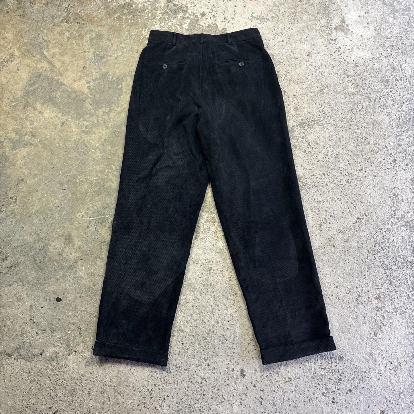 Black Corduroy George Straight Trousers | W30