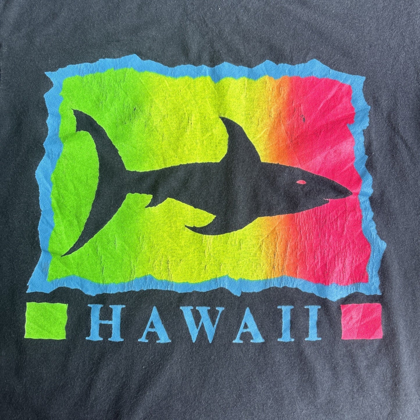 Vintage Navy Hawaii Print Graphic Single Stitch T-Shirt | Size M
