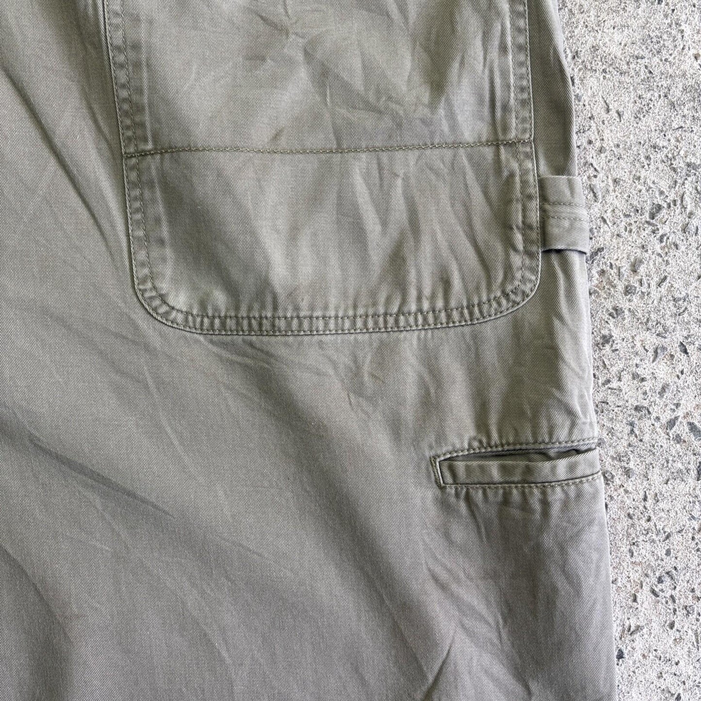 Khaki Green Cotton Wrangler Carpenter Shorts | W42