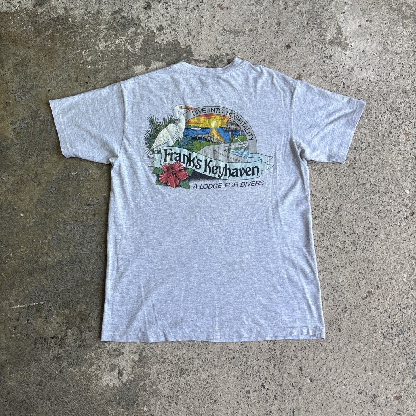 Grey Diving Graphic Single Stitch T-shirt | Size M